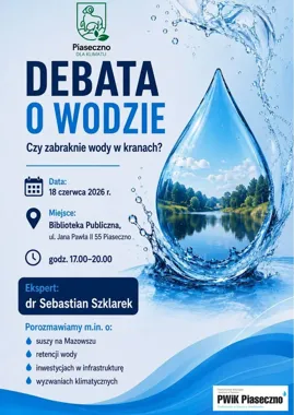 Czy zabraknie wody w kranach? Debata w Piasecznie pokaże, jak stoi z tym miasto