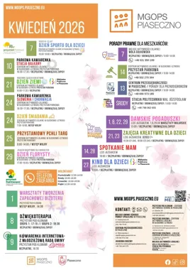Kwiecień w ośrodkach MGOPS zapowiada się jak mapa spotkań, porad i warsztatów
