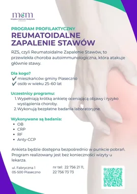 Ból i sztywność dłoni? W Piasecznie można sprawdzić ryzyko RZS