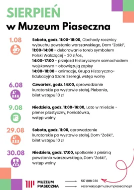 Od historii powstania po plener. Sierpniowy program Muzeum Piaseczna