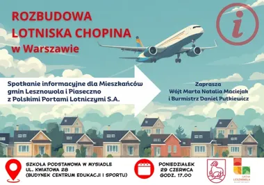 Lotnisko Chopina ma się rozrosnąć. W Mysiadle padną pytania o skutki inwestycji