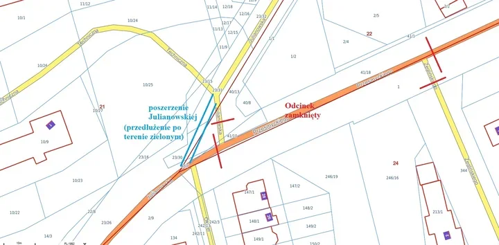 Remont na Przesmyckiego – odcinek wyłączony z ruchu, Julianowska będzie poszerzana
